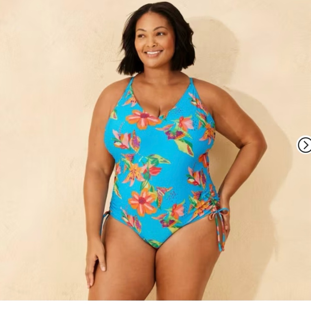 Shade & Shore Blue Floral One Piece Swimsuit